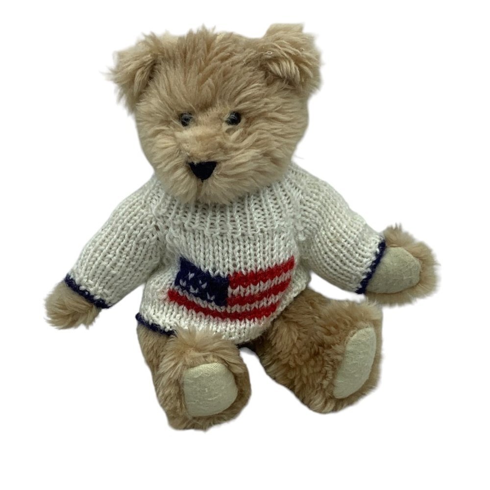 Vtg Berkeley Designs Teddy Bear Plush Stuffed Animal Patriotic Flag Sweater 10"‎